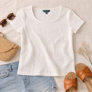 Lauren Ralph Lauren White Textured Knit Tee | Coastal Classic Summer Staple